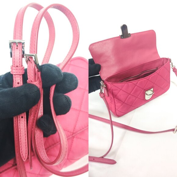 PRADA Tessuto Impunto Crossbody Shoulder Bag - Ibisco Pink - Picture 13 of 15